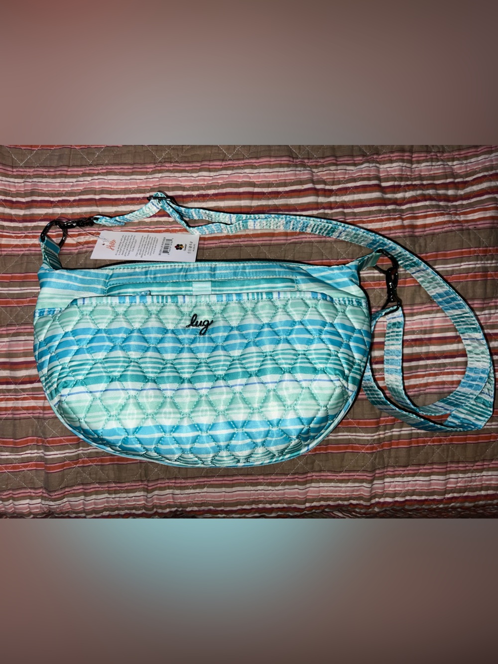 NWT lug Bolero Quilted Aqua and Teal Crossbody Bag